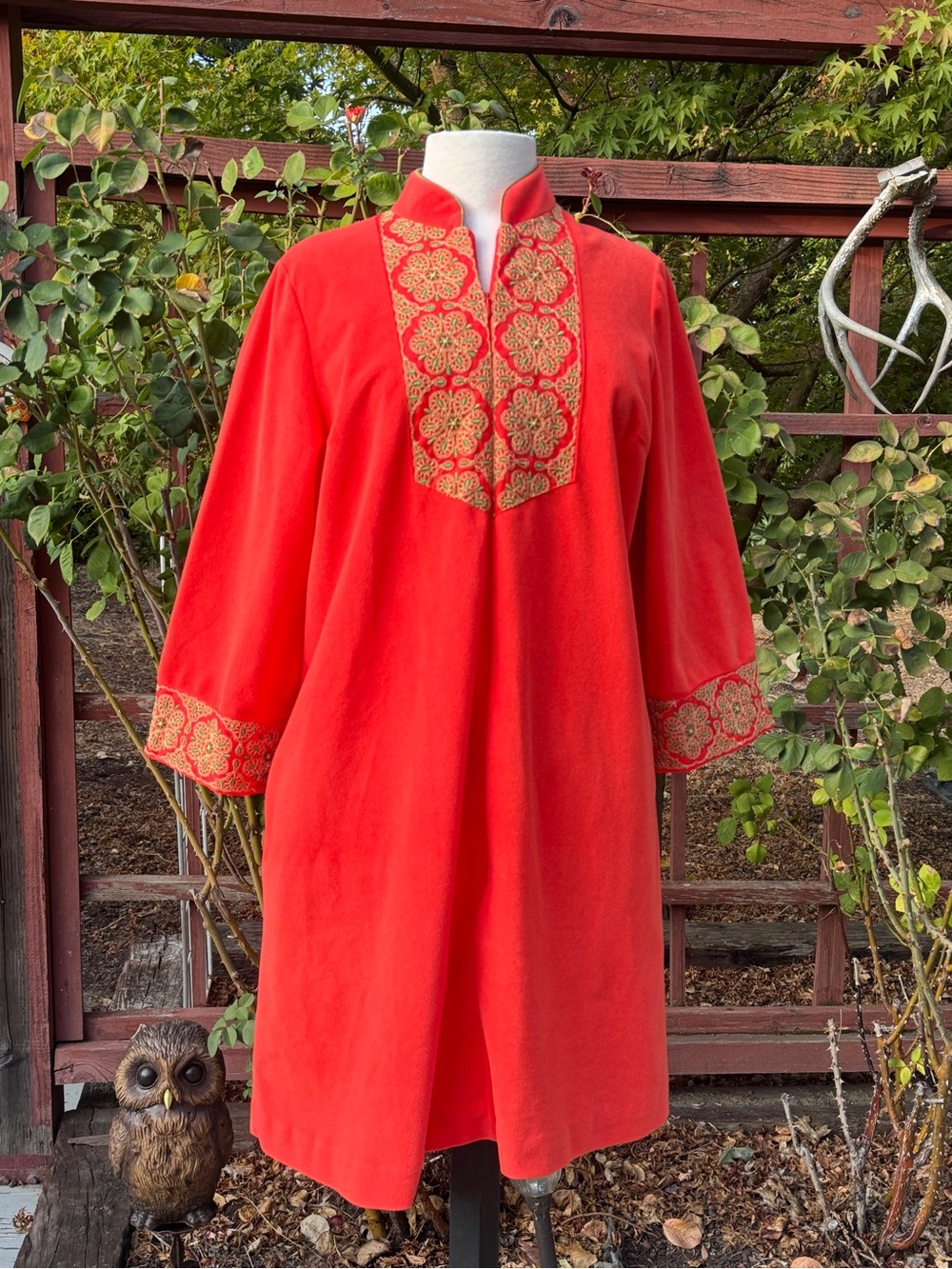 Vintage Orange Embroidered Tunic Dress - Unknown Brand